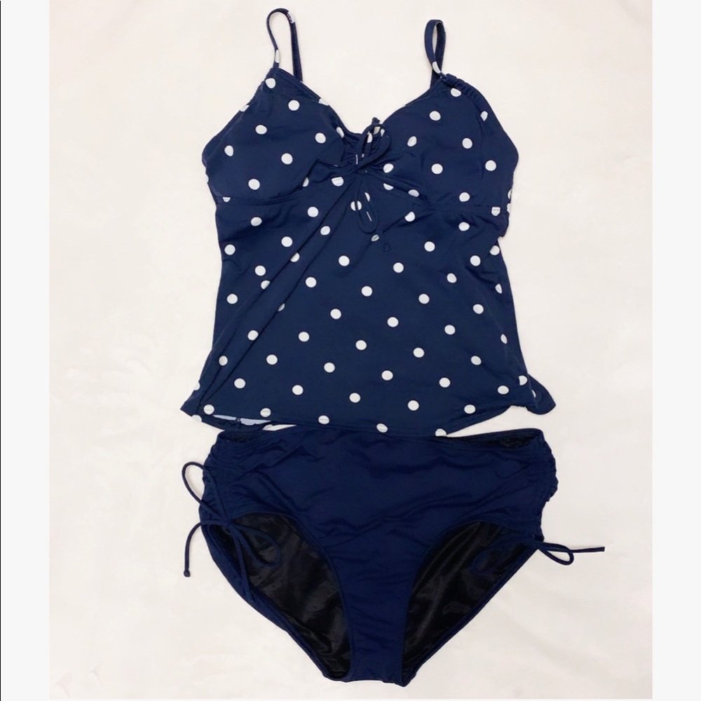 Lands End Navy Polka dot Tankini